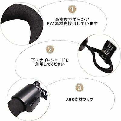 BTtime アシストグリップ 車用 セフティーグリップ 握りやすく弾力性のあるグリップ後部座席タクシーグリップ アシストハンドル フック付き 2個 セット (ブラック) 3