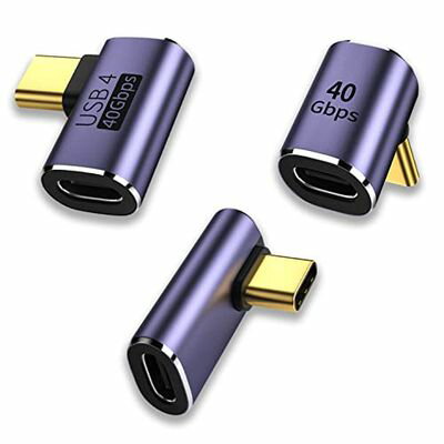 usb c l字 アダプタ タイプc USB4.0 変換アダプター 左右 90° 曲げ3種類セット 40Gbps高速転送 PD 100W/5A急速充電 8K@60Hz映像出力 usb-c l字 usb c l型 type c L型変換アダプター USB Cコネクター Thunderbolt 3、Mac Book Pro、SwitchなどのType Cデバイスに対応(二