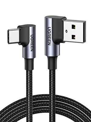 UGREEN USB Type C L字 ケーブル 2m QC3.0/2.0対応 急速充電 データ転送 ナイロン編み 高耐久性 Xperia XZ2 Galaxy S9 等に適用