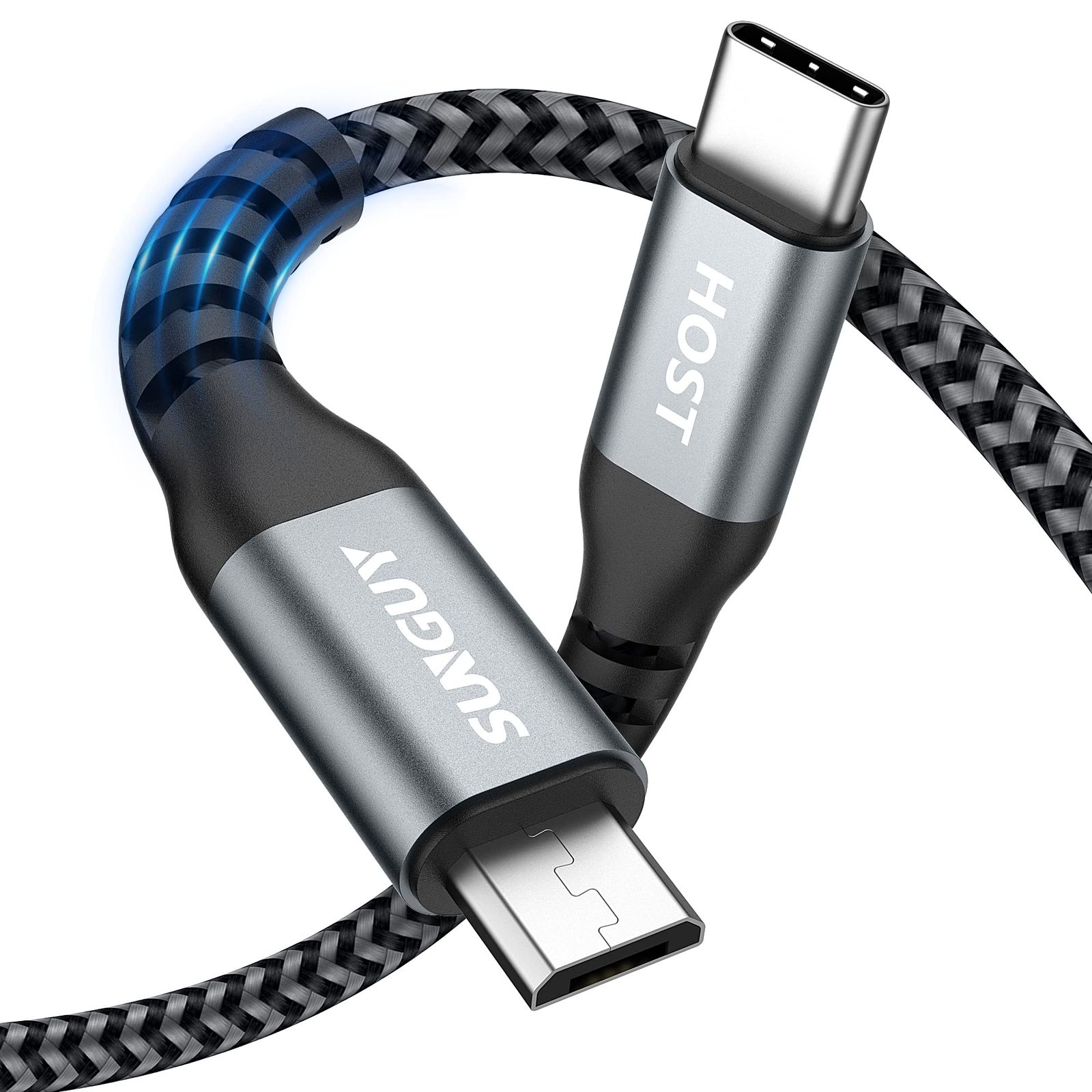 SUNGUY Type C Micro USB Cable 0.15M (USB C to micro) OTG Cable Short Type C Micro Type B 15cm Charging Cable USB2.0 Data Transfer Compatible with Android Smartphones etc. Gray