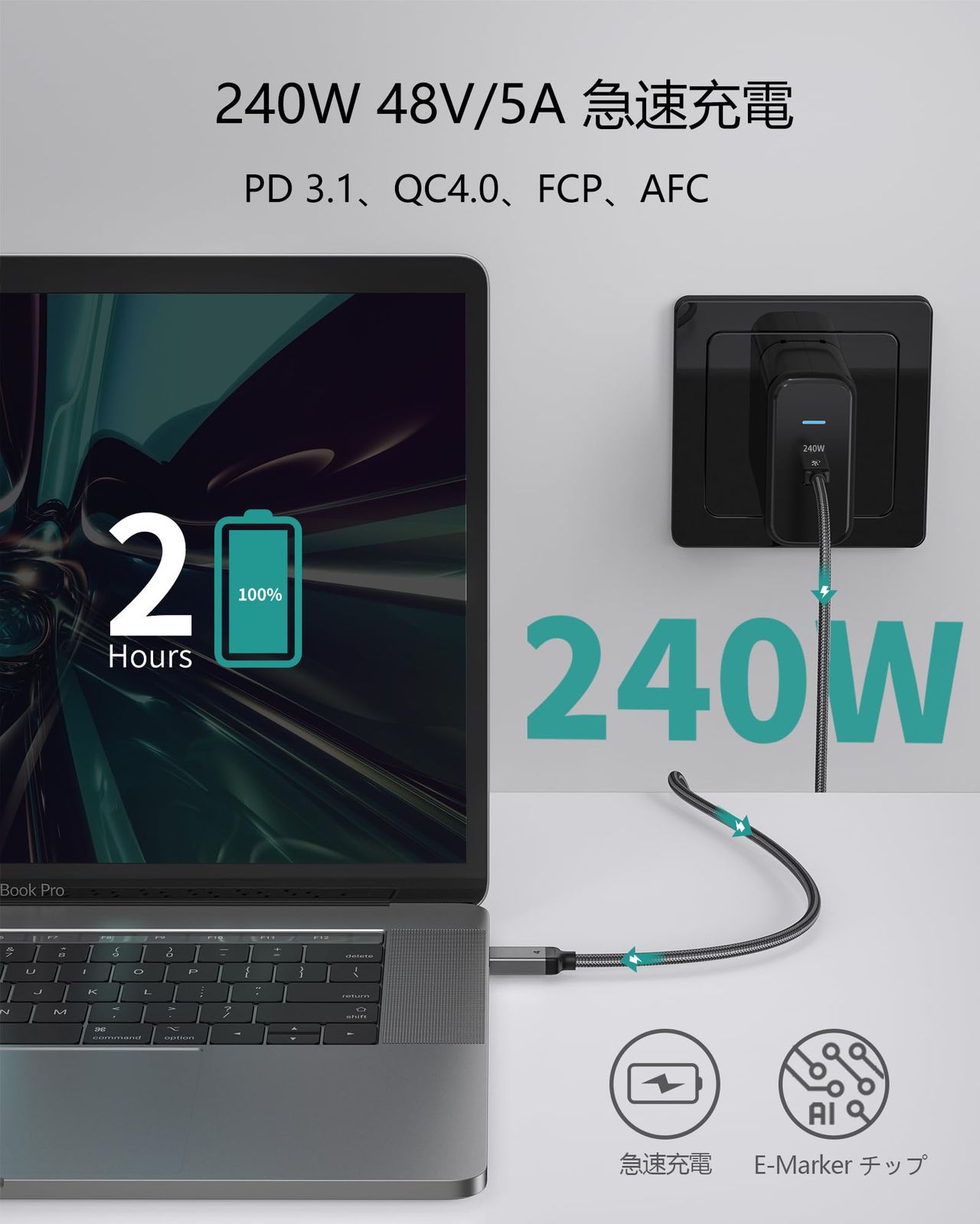 Silkland USB4 �����֥� 1M Thunderbolt 4 �б� PD3.1 240W 48V/5A ��®���� 40Gbps 8K@60Hz HDR�б� ��������ܥ��4 �����֥� MacBook��iPad Pro��iMac��Dock��SSD �ʤ��б�