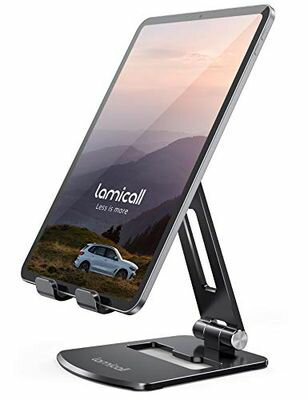 折り畳み式 タブレット スマホ 兼用 スタンド ホルダー 角度調整 Lomicall iPad用 stand : アルミ 合金製 卓上 縦置き 横置き すたんど タブレット 置き台 YouTube 動画 テーブル デスク 持ち運び タブレット対応 4~13 インチ ipad 10 第十世代 ipad pro mini Air andro