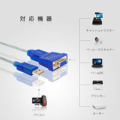 DTECH USBシリアルケーブル 1.8m USB-RS232C 変換 クロス接続 クロスケーブル USBt...