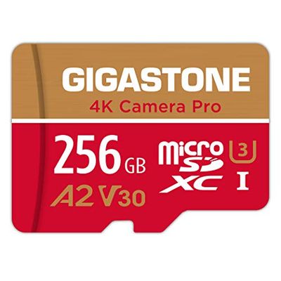 【5年保証 】Gigastone マイクロSDカード 256GB A2 V30 Ultra HD 4K ビデオ録画 Gopro アクションカメラ スポーツカメラ 高速4Kゲーム 動作確認済 100MB/s マイクロSDXC UHS-I U3 Class 10 SD変換アダプタ付き Nintendo Switch