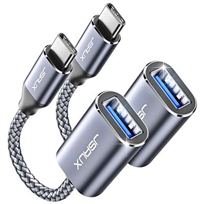 JSAUX USB C 変換アダプタ【2個セット】USB 3.0 タイプc アダプタ変換最大5Gbps、OTGケーブル iPhone 15 Pro/Max/Plus、MacBook Pro/Air 2023、iPad Pro、Samsung S23/S22その他 USB-C 端末用（グレー）