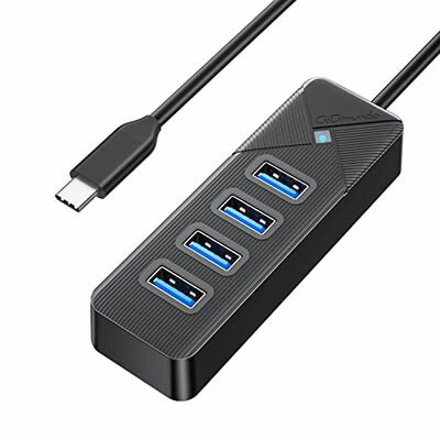 GiGimundo 4in1 USB ハブ USB3.0 4ポート USB HUB バスパワー 5Gbps高速転送 Type-C iPad Pro ChromeBook Pixel 他対応 スリム設計 軽量 テレワーク/リモート/在宅勤務/ゲームに最適 (Type C+USB3.0*4(黒))