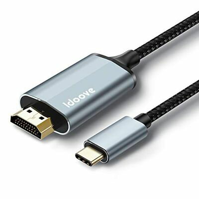 idoove USB CからHDMI変換アダプター Type C HDMI変換ケーブル 4K/30Hz解像度 Thunderbolt3 タイプC to hdmi 対応 40Gbps転送 設定不要 MacBook Air用、MacBook Pro用、iPad Pro用 (1 メートル, Gray)