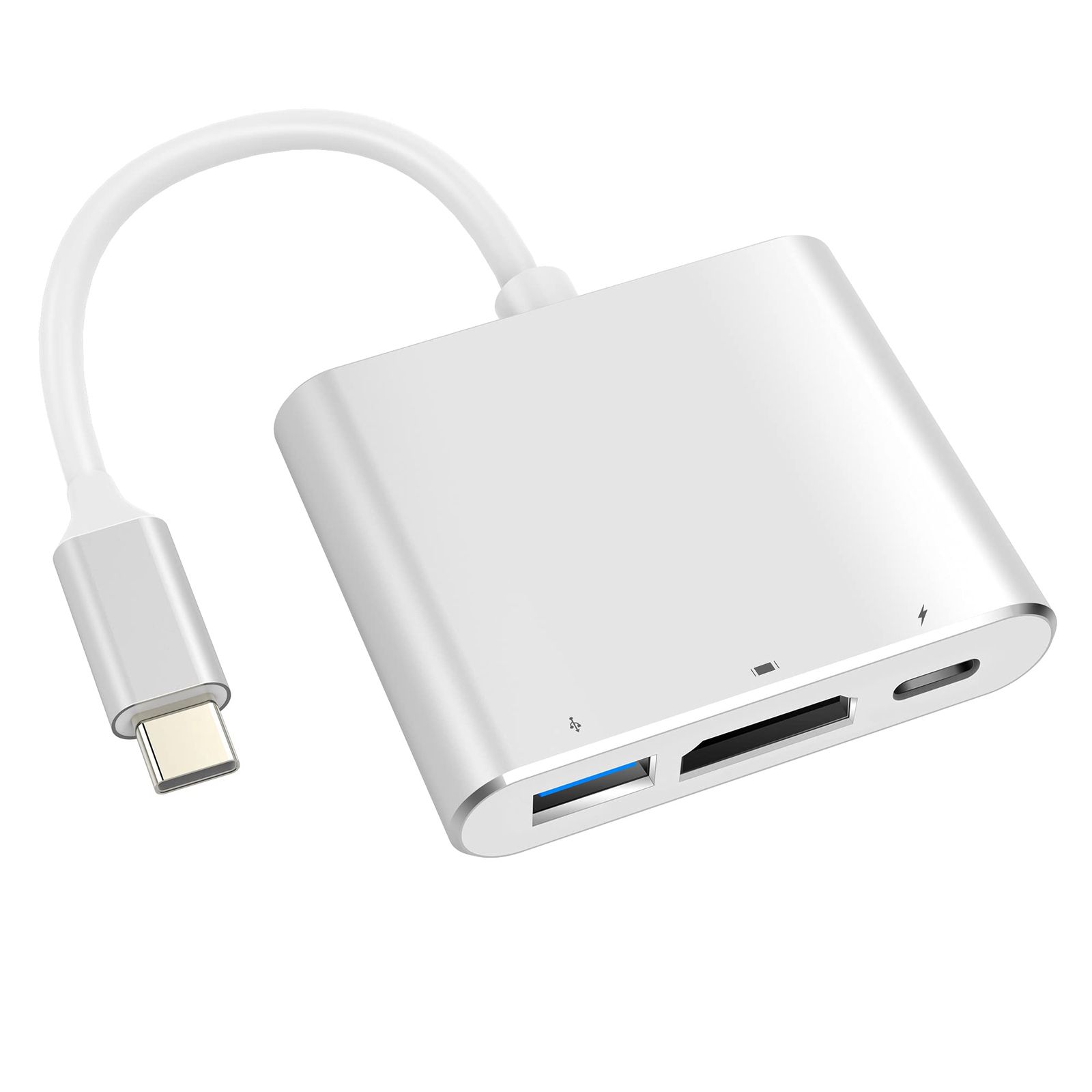 [2024高機能版] Fuyi USB Type C HDMI タイプ c 変換 アダプタ 4K@30Hz /PD充電/USB 3.0高速伝送 互換性 switch MacBook Pro/Mac Air 2018-2023/Mac mini/iPod Pro,Samsung Galaxy S20/S10/Note10その他USB-C機器出力(シルバー）