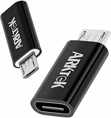 ARKTEK USB-C → Micro USB アダプタ USB Type C (サンダーボルト 3対応) → Micro USB ケーブル 充電器 コンバーター データ 転送 デジカメラ Galaxy S7 Z5P 他対応 2個セット (黒)