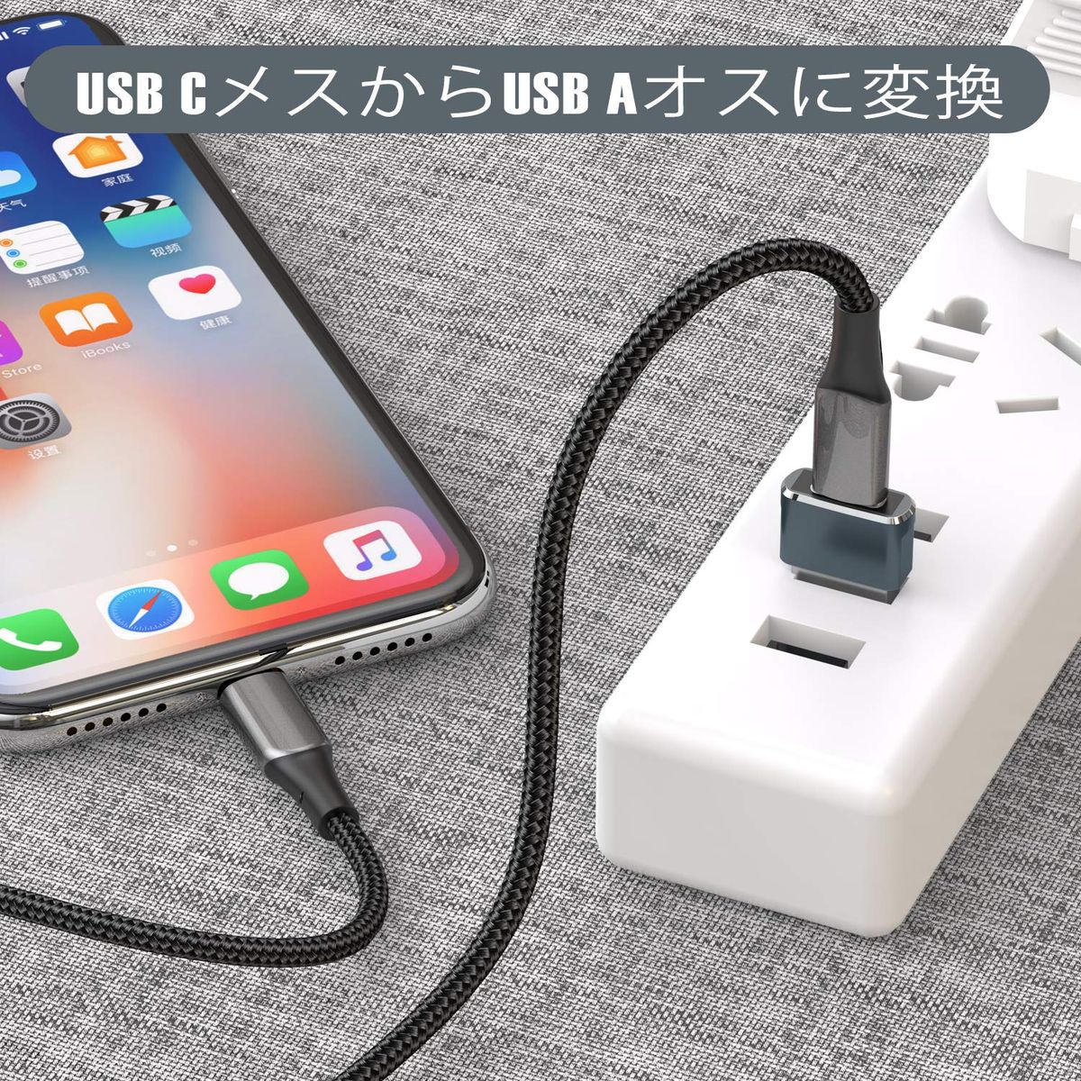 Basesailor USB CメスからUSBオス変換アダプター 3パック、iPhone 14 12 13 15 Min...