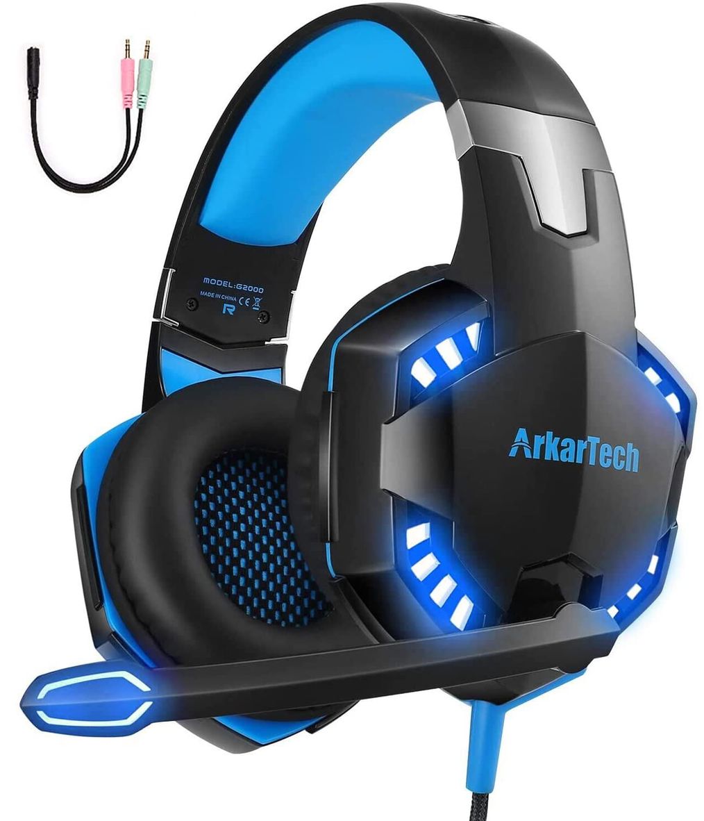 ARKARTECH G2000 ゲーミング ヘッドセット ヘッドホン ヘッドフォン マイク付き ゲーム用 有線 5.1ch fps PC ps4に対応 ブルー G2000BLUE