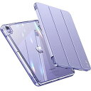 INFILAND iPad Air 第5世代/第4世代 2022/2020 用 ケース ipad 10.9インチ カバー ペンホルダー付き 軽量 薄型 裏全透明カバー 耐衝撃 三つ折り保護カバー スマート オートスリープ機能 (Purple1)