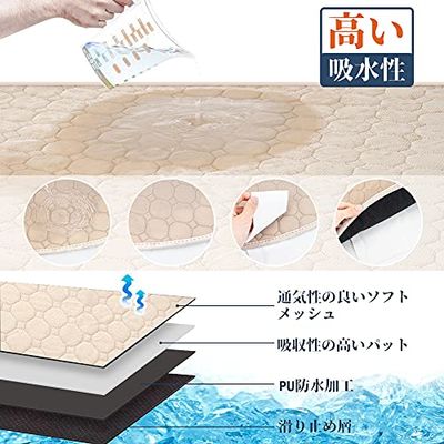 ペットシーツ 洗える ペット用おしっこマット 猫 犬用 おしっこパッド ペット用 トイレ下敷きマット 速乾 洗える 大判サイズ 多頭飼いに最適（ベージュ 165*122cm 2点入り）