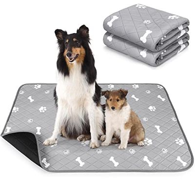 ULIGOTA 洗える ペットシーツ 犬 猫用 おしっこマット ペットマット 下敷きマット 洗える 速乾 繰り返し使える(グレー120×90cm 二枚セット)