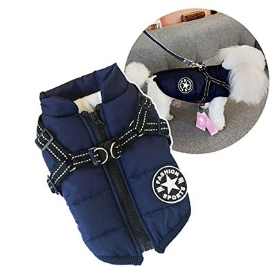 Oncpcare 犬服 一体型綿入れを牽引する 犬 ベスト 綿服コート 猫 小型犬 中型犬 服 お散歩 軽量 着脱簡..