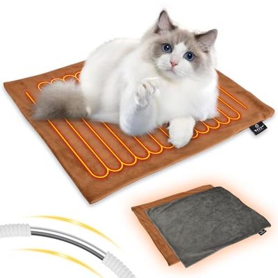 LINECY ペット用ホットカーペット スマート恒温 50 40cm ペット ヒーター マット 猫 犬 冬 暖房 器具 小型犬 電気毛布 電気ヒーター IP67防水 専用カバー2枚付属 過熱保護 噛み癖対策 難燃保護