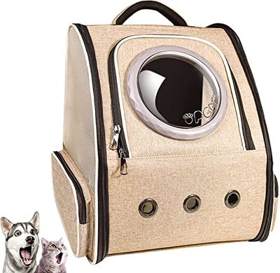 Okiki 最新型 猫 犬 キャリー リュック ペットキャリー リュック バッグ 猫用 小型犬・小動物用 きゃりーバッグ リュック 大容量 宇宙船 折り畳み 2種類の窓付き 通気性 旅行 通院 防災 避難用最適
