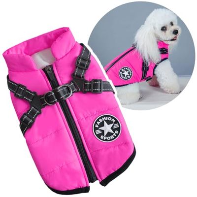 Oncpcare 犬服 一体型綿入れを牽引する 犬 ベスト 綿服コート 猫 小型犬 中型犬 服 お散歩 軽量 着脱簡単 秋 冬 防寒 防水ジャケット 暖かい ペット服