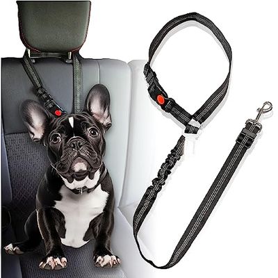 DOMZ ペット用 犬 シートベルト 犬 車 シート リード 長さ調整可能 伸縮性 ps-bk