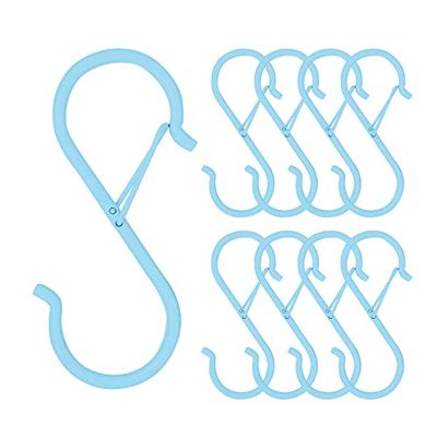 JUSTBOKU s字フック 落ちない 錆びない えすじふっく アイアン Sじフック 落下防止 Sカン フック ピンク Sフック sかんフック お風呂 キッチン 丈夫 固定 耐荷重10kg 8個セット (ブルー・8個セット)