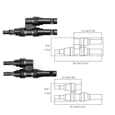 GTIWUNG 1組 MC4 コネクター(T字型) ソーラーパネル専用 MMF + FFM ブランチ Y型並...