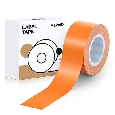 MakeID L1/Q1ラベルプリンタ―用紙全面ラベル ラベルシール 純正 感熱ロール紙 幅16mm長4m 手書き/値札/宛名/重量/番号/に適用 Android/IOS対応 (だいだいいろ)