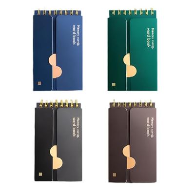 ALLMIRA 遮る可能な単語帳 80枚×4冊 単語カード 4色 暗記カード 暗記 効率アップ 英語 漢字 試験 検定 プレゼント (暗い色)