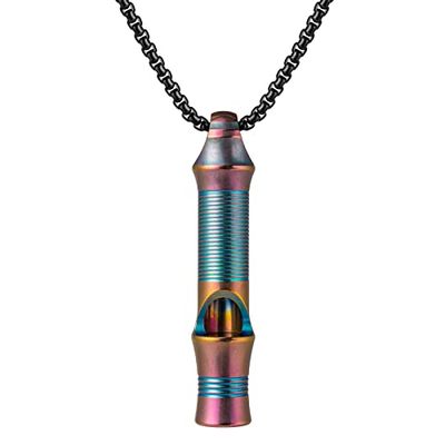 [TIMULTI] ホイッスル 笛 チタン製 緊急 危険防止 救急笛 防災用 アウトドア 登山 軽量 ネックレス付き (カラー)