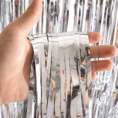 「2個セット」 Augsion タッセルカーテン キラキラ 背景 華やかな金属感 明るい光沢 誕生日 飾り付け 100cm*200cm パーティー 装飾 小道具...