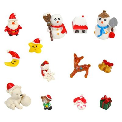 CINECE クリスマス ミニ チュア 置物 小物 人形 飾り ツリー オーナメント 14pcs 小道具 ドール ハウス かわいい 雪だるま サンタクロース DIY 盆栽 樹脂パーツ