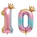 【LEISURE CLUB】誕生日 数字バルーン 数字1+0 10歳 40インチ レインボー 風船 セット バースデー パーティー バースデー デコレーション セット きらきら風船 パーティー お祝い 結婚式 記念日 お祝い 誕生日 飾り付け (レインボー、1+0)