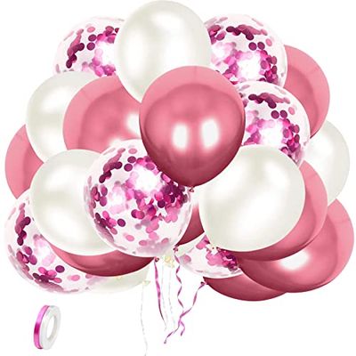 EXGOX 90個 風船 バルーン ピンク お誕生日 ゴム風船 セット 飾り付け happy birthday バルーン 吹雪入れ 誕生日会 母の日 バースデー...