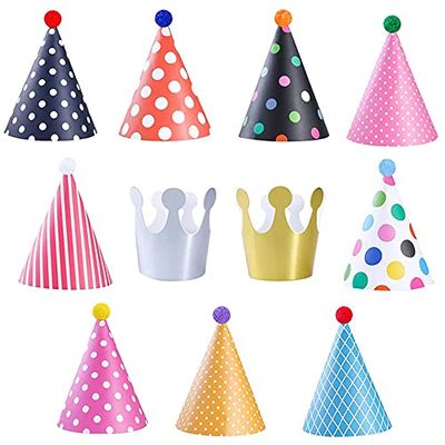 [YINKE] 王冠 三角帽子 クラウン 誕生日お祝い イベントグッズ 飾り ィー小物 飾り簡単 手作り バースデーパーティーハット 大人・子ども兼用 11個セット