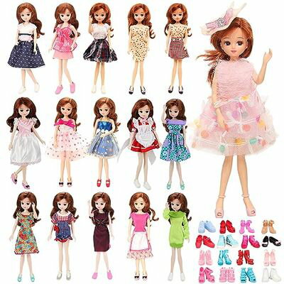 Barwa りかちゃん人形用ドレス 22cm人形用洋服 6個セット＝3枚服＋3ペア靴 22cmドールドレス 手作り クリスマス 女の子人形用 人形用洋服