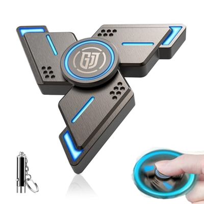 Coolden 夜光 ハンドスピナー よく回る 高級 ストレス解消 グッズ おもちゃ 超耐久性 ステンレス製ベアリング 無音 高速回転 3～5分スピン 民族 ADHD 自閉症 おもちゃ 手遊び 暇つぶし 大人 子供 面白い 光るおもちゃ フィジェット 指先スピナー ブルーのサムネイル