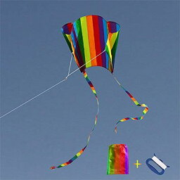 KOKOSUN 凧 レインボーカイト 組み立て簡単 ハンドル 30M凧糸 アウトドア 微風で揚がる凧 収納袋付き (レインボー)