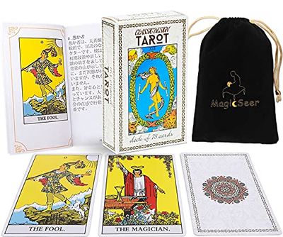 MagicSeer クラシックなタロットカードの定番78枚 タロット占いデッキ 日本語ガイドブック付き ベルベットバッグ