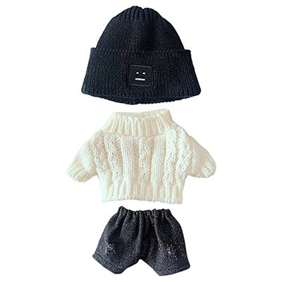 niannyyhouse 人形の服 20cm 着せ替え 帽子+セーター+半ズボン 3点セット ツイストセーター ぬいぐるみ 用 綿人形の服 人形ベビー服 (b1)