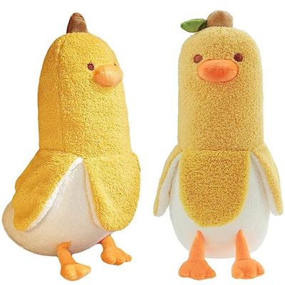 Homehalo ぬいぐるみ バナナ 抱き枕 ぬいぐるみ 可愛い 抱き枕 動物 バナナダックBanana Duck アヒル ぬいぐるみ もこもこ 添い寝枕 面白い ロング 抱きまくら 気持ちいい 面白いプレゼント 母の日のプレゼント お祝い クリスマスプレゼント (50CM, イエロー)