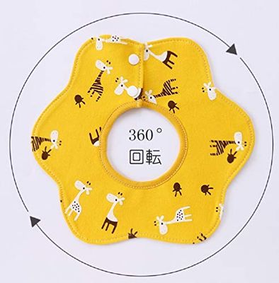 [Jio.Jio] ベビー ビブ スタイ よだれかけ 360° 防水 5枚セット 綿100% かわいい 柔らかい 赤ちゃん エプロン 食事用 花びら型 男の子 女の子 (C)