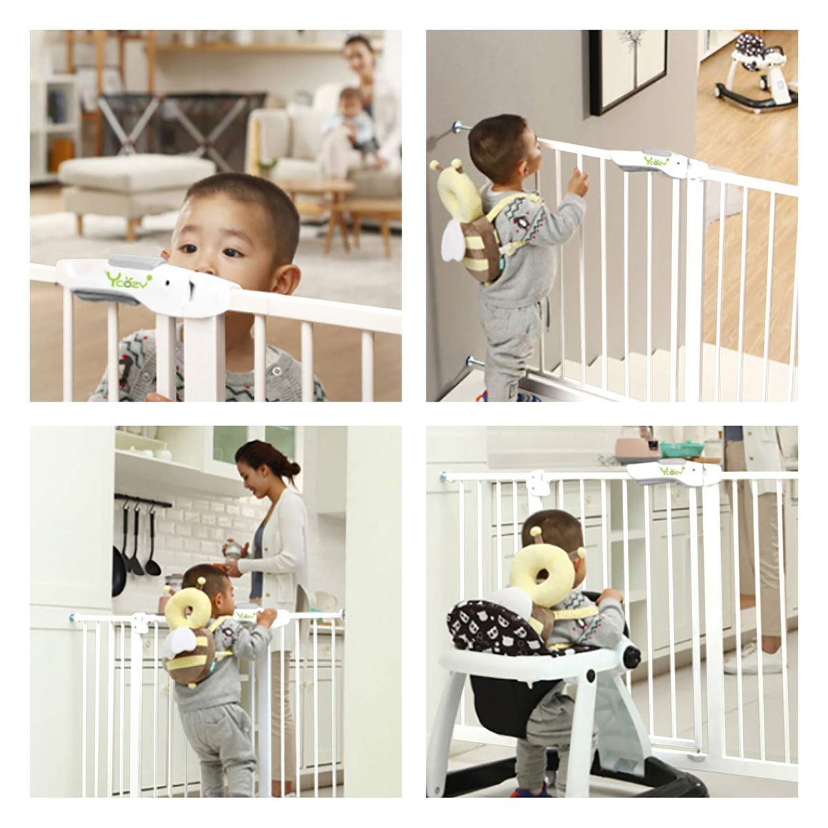 Ycozy BabySafe ベビーゲート 階段 安全ゲート 子供 ペットゲート 犬/猫 オートクローズ 赤ちゃんゲート ベビーフェンス 突っ張り式 ベビーガード 柵 高さ77cm 取付幅65-74cm