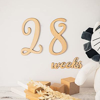 Promise Babe 月齢フォト ニューボーンフォト ベビーマンスリーカード 19枚セット ウッド 天然木材 記念 写真道具 撮影アイテム 成長記録に 新生児 赤ちゃん 出産祝い
