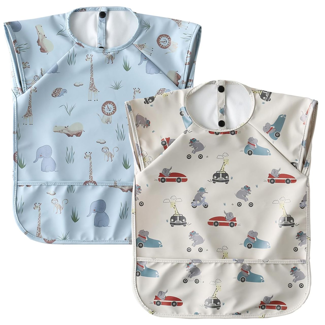 [GoUseGo] お食事エプロン 防水 洗える 袖なし ベビー 食事用エプロン 2枚セット 離乳食エプロン 食事..