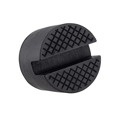 商品情報商品の説明主な仕様 【サイズ】本体サイズ:φ50×40(H)mm、溝サイズ:縦50×横10×高さ（深さ）15mmbr【塗装剥がれ、キズを軽減】車体の保護、またサイドからジャッキアップする際の必需品です。ジャッキプレートに乗せるだけ、車両のジャッキアップポイントを傷付ける心配もありません。br【滑り止め設計】本製品のジャッキアダプターは、表面に凸凹の設計を採用していますので、ガレージジャッキで持ち上げた際に不安定で危険な状態になるのを防ぎ、しっかりとした安定性で安全な作業が可能になります。br【高品質なゴム製】高品質なゴム素材製のジャッキアダプターは、優れた耐久性や耐摩耗性を持ち、丈夫で壊れにくいので、長期的にご使用いただくことが可能になります。br【注意事項】1.ジャッキアップポイントは車両の説明書でご確認ください。2.ジャッキアップする際に車両のジャッキアップポイントに合わせてご使用ください。3.使用するガレージジャッキのサドルサイズに合わない場合は使用しないでください。4.新品には少しのゴムの匂いがある場合がございます。暫く風通しの良い場所にお置いください。5.保管はお子様の手の届かない場所にご保管ください。