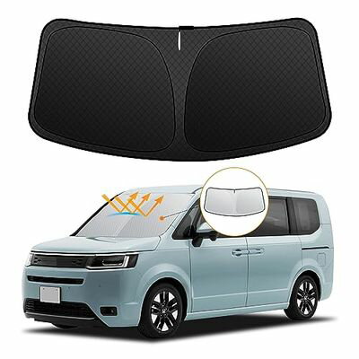 【5層構造】ホンダ ステップワゴン RP6 RP7 RP8 フロントガラスサンシェード 6代目 R4.5-現行 UVカット 吸盤不要 遮光断熱 夏 紫外線 UVカット 簡単着脱 内装パーツ 車種専用設計 折り畳み式 収納袋付き