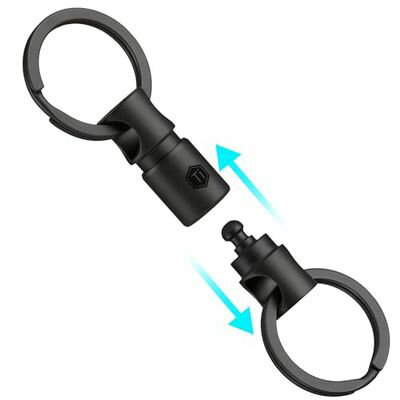[KeyUnity] KA24BK チタン キーリング コネクタ 360度回転 チタン製 分離可能キーリング 車キーホルダー メンズ スマートキー 紛失防止 小型 軽量 キーリング付き (KA24PVDブラック)