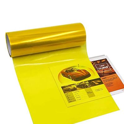 サムコス ヘッドライトフィルム アイラインフィルム 車 シールタイプ 30x120cm ヘッドライト テールに保護フィルム 紫外線対策 シールタイプ 取り付け簡単 (イエロー)