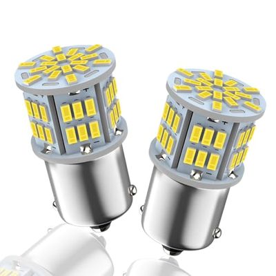 Autart 12V-24V S25 シングル球 ホワイト ピン角180度 （P21W 1156 G18 BA15S) 54連 LEDバルブ 3014SMD 汎用 車用トラック サイドマーカー ウインカー バックランプ ポジション LED ライト 2個セット