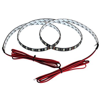 【ケーブル1.5m】 12V 両端子 防水 LED テープライト 3チップ 60cm (黒ベース) 発光色：アイスブルー色