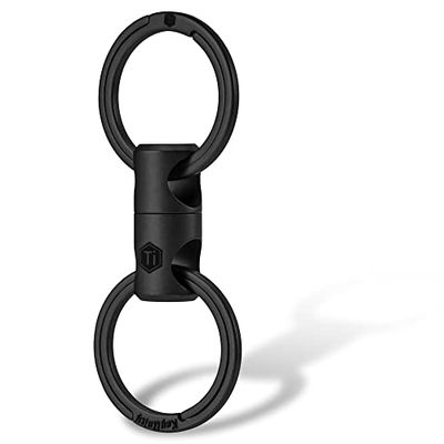[KeyUnity] KA15 チタン キーリング 黒 コネクタ 360度回転 チタン製 キーリング ブラック 車キーホルダー メンズ スマートキー 紛失防止 小型 軽量 キーリング付き (KA15 PVDブラック)